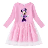 Girls Yarn Skirt Cartoon Mouse Long And Short Sleeve Dress