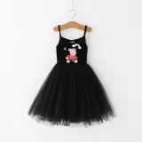 Girls Multicolor Puffy Slip Cartoon Piggy With Rainbow Tutu Dress