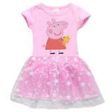 Girls Yarn Skirt Cartoon Piggy With Doll Long And Short Sleeve Dress