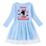Girls Yarn Skirt Name Custom Birthday Celebration Cartoon Mouse Long And Short Sleeve Dress