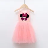 Girls Multicolor Puffy Slip Cartoon Mouse With Heart Love Tutu Dress