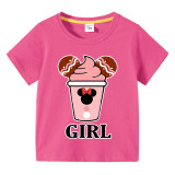 Girls Multicolor Clothing Top Cartoon Mouse Pink Drinks Family T-shirts