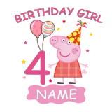 Girls Clothing Name Custom Birthday Celebration Cartoon Piggy Family T-shirts