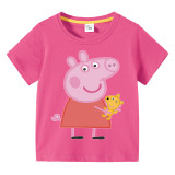 Girls Clothing Top Cartoon Piggy With Doll Family T-shirts