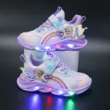 Toddler Kids Girl LED Light Up Breathable Pincess Sneaker Shoes