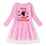 Girls Yarn Skirt Name Custom Birthday Celebration Cartoon Mouse Long And Short Sleeve Dress