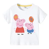 Kids Clothing Top For Boys And Girls Cartoon Pig With Balloons Family T-shirts