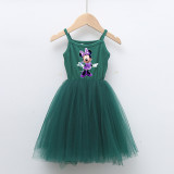 Girls Multicolor Puffy Slip Cartoon Mouse Tutu Dress