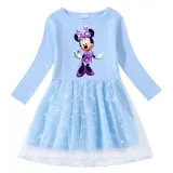 Girls Yarn Skirt Cartoon Mouse Long And Short Sleeve Dress