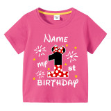 Girls Multicolor Clothing Top Name Custom Birthday Celebration Cartoon Mouse Family T-shirts