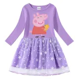 Girls Yarn Skirt Cartoon Piggy With Doll Long And Short Sleeve Dress