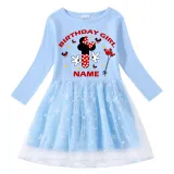 Girls Yarn Skirt Name Custom Birthday Celebration Cartoon Mouse Long And Short Sleeve Dress