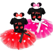 Girls Mouse Puffy Polka Dots Tutu Dress With Headbands For Sisters Dress Set