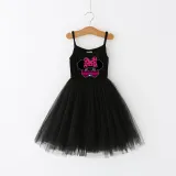 Girls Multicolor Puffy Slip Cartoon Mouse With Heart Love Tutu Dress