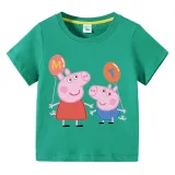 Kids Clothing Top For Boys And Girls Cartoon Pig With Balloons Family T-shirts