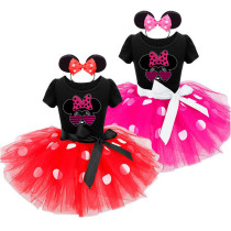 Girls Heart Love Mouse Puffy Polka Dots Tutu Dress With Headbands