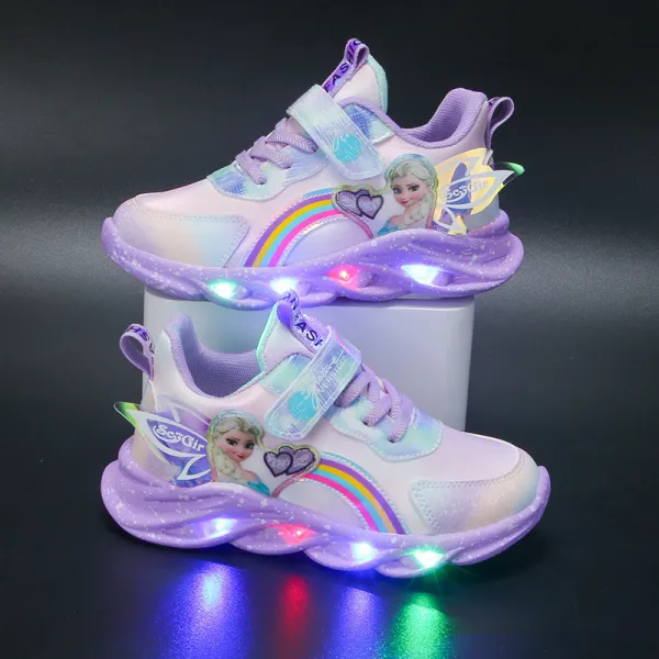 Toddler Kids Girl LED Light Up Breathable Pincess Sneaker Shoes