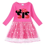 Girls Yarn Skirt Cartoon Mouse For Sisters Long And Short Sleeve Dress