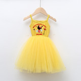 Girls Multicolor Puffy Slip Name Custom Birthday Celebration Cartoon Mouse Tutu Dress
