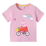 Girls Clothing Top Cartoon Piggy With Rainbow Family T-shirts