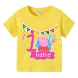 Girls Clothing Name Custom Birthday Celebration Cartoon Piggy Family T-shirts