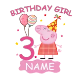 Girls Clothing Name Custom Birthday Celebration Cartoon Piggy Family T-shirts
