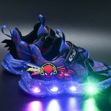 Toddler Kids Boy LED Light Up Mesh Breathable Spider Sport Thick-soled Sneakers