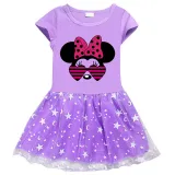 Girls Yarn Skirt Cartoon Mouse With Heart Love Sunglasses Long And Short Sleeve Dress