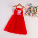 Girls Puffy Slip Name Custom Birthday Celebration Cartoon Piggy Tutu Dress
