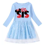 Girls Yarn Skirt Cartoon Mouse For Sisters Long And Short Sleeve Dress