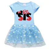 Girls Yarn Skirt Cartoon Mouse For Sisters Long And Short Sleeve Dress
