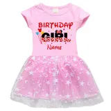 Girls Yarn Skirt Name Custom Birthday Celebration Cartoon Mouse Long And Short Sleeve Dress