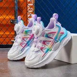 Toddler Kids Unisex Mesh Breathable Rotary Buttons Non-slip Sneaker Running Shoes