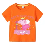 Girls Clothing Name Custom Birthday Celebration Cartoon Piggy Family T-shirts