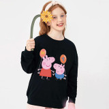 Kids Clothing Top For Boys And Girls Cartoon Pig With Balloons Family Sweaters
