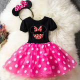 Girls Bowknot Mouse Puffy Polka Dots Tutu Dress With Headbands