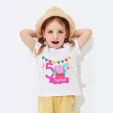 Girls Clothing Name Custom Birthday Celebration Cartoon Piggy Family T-shirts