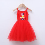 Girls Multicolor Puffy Slip Cartoon Mouse Tutu Dress