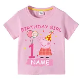 Girls Clothing Name Custom Birthday Celebration Cartoon Piggy Family T-shirts