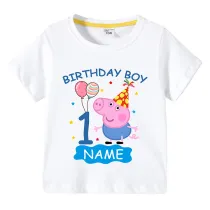 Boys Clothing Top Vests T-shirts Sweaters Name Custom Birthday Celebration Cartoon Piggy Boy Tops