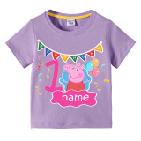 Girls Clothing Name Custom Birthday Celebration Cartoon Piggy Family T-shirts