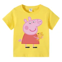 Girls Clothing Top Cartoon Piggy With Doll Family T-shirts