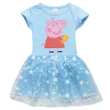 Girls Yarn Skirt Cartoon Piggy With Doll Long And Short Sleeve Dress