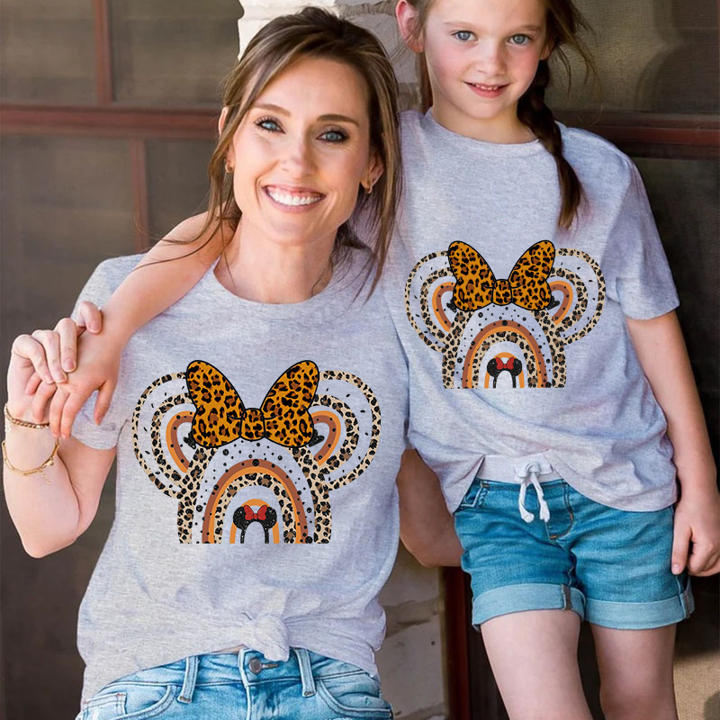 Mommy and Me Matching Clothing Top Cartoon Mice Leopard Family T-shirts
