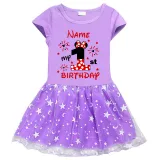 Girls Yarn Skirt Name Custom Birthday Celebration Cartoon Mouse Long And Short Sleeve Dress