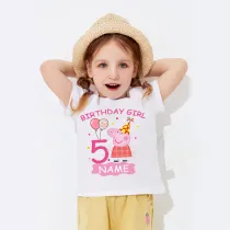 Girls Clothing Name Custom Birthday Celebration Cartoon Piggy Family T-shirts