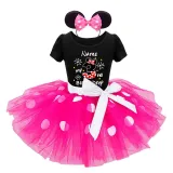 Girls Custom Name Birthday Celebration Mouse Puffy Polka Dots Tutu Dress With Headbands