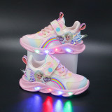 Toddler Kids Girl LED Light Up Breathable Pincess Sneaker Shoes