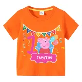 Girls Clothing Name Custom Birthday Celebration Cartoon Piggy Family T-shirts