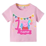 Girls Clothing Name Custom Birthday Celebration Cartoon Piggy Family T-shirts